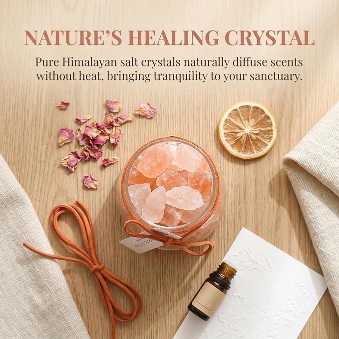Himalayan Salt Stone Diffuser DIY Kit, Natural Crystal Aromatherapy with Essential Oil, Salt and Stone Gift Set for Home Decor, Eco-Friendly Air Freshener for Bedroom Office Wellness(White)