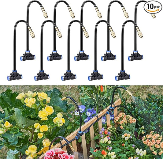 HOMENOTE 10 Pack Misting Brass Nozzles, 360 Degree Adjustable, 8 Inch Mister Nozzle for Outdoor Cooling System, Lawn Irrigation, Garden Watering, Pet Cooling