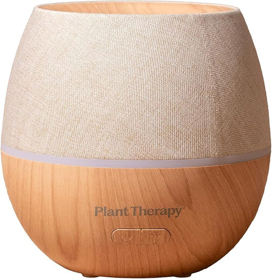 Plant Therapy Home Drift Linen Essential Oil Diffuser, Stylish Linen Cover Adds a Soft, Natural Touch to Any Space, Intermittent & Continuous Mist, Color-Changing Light, 320 Square Feet Coverage