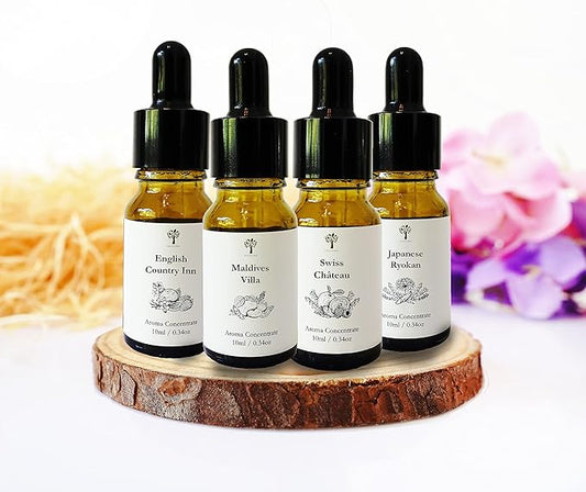PRISTINE Top 4 Hotel Blend Fragrance Oil Set for Water-Based Electronic Diffuser for Home, Humidifier, Home Scent (English Country Inn, Maldives Villa, Swiss Chateau, Japanese Ryokan)