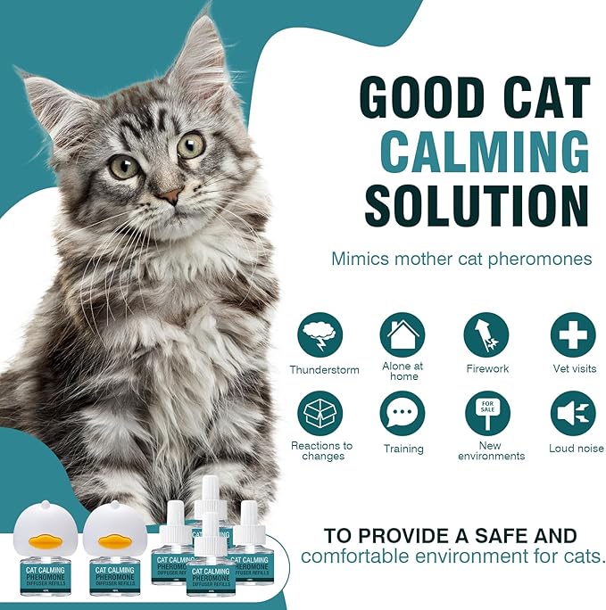 8 in 1 Multicat Cat Calming Diffuser Pheromone Diffuser Pheromones Plug in Refill for Stress and Anxiety Relief Products Anti Aggression for Cats Spraying No More Stop Cat from Urinating
