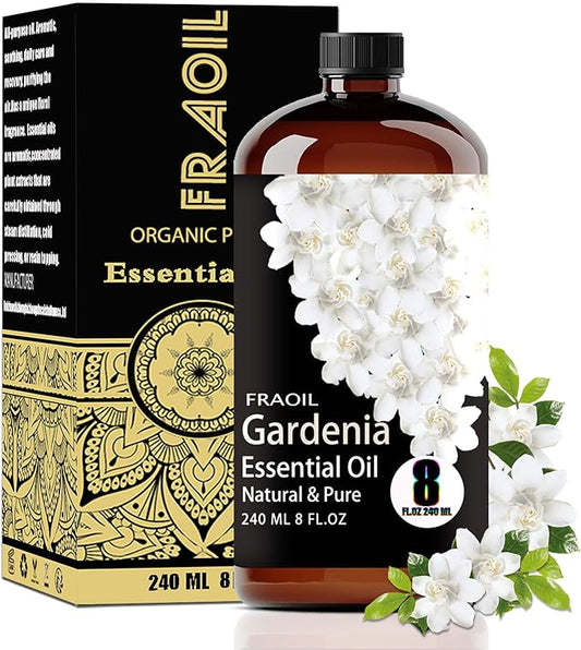 Gardenia Essential Oil, Gardenia Oil 8 Fl Oz 240ML for Diffuser Humidifier Yoga Cleaning DIY Candle Soap Making Perfume Gift for Women Essential Oils FRAOIL (Gardenia 8 Fl Oz (Pack of 1))