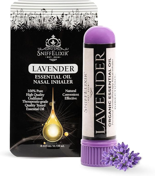 Lavender Essential Oil Aromatherapy Nasal Stick Vapor Inhaler for Sleep Aid, Meditation, Relaxation - USA Made with Organic Essential Oils, Natural Mood Support