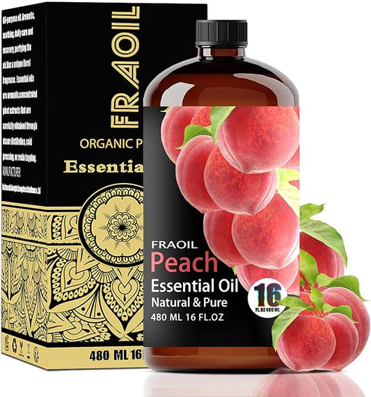Peach Essential Oil, Peach Oil 16 Fl Oz 480 ML for Diffuser Humidifier Yoga Cleaning DIY Candle Soap Making Perfume Gift for Women Essential Oils FRAOIL (Peach 16 Fl Oz (Pack of 1))