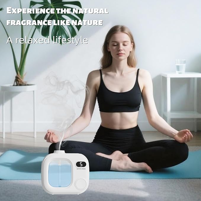 Waterless Essential Oil Diffuser Portable Cordless Aromatherapy Scent Machine for Home Office Car Large Room Battery Powered Ultrasonic Diffuser with 5 Mist Modes for Bedroom Classroom Travel