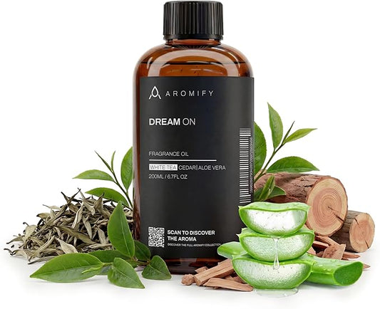 Dream On Diffuser Oil, 6.7 FL Oz, 200 mL, Luxury Hotel Scent Diffuser Oil for Home, Office & Spa, Fragrance Essential Oils for Aromatherapy, Aloe Vera & Cedarwood.