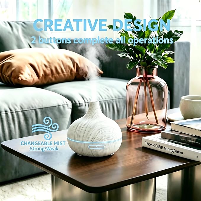 550ml Essential Oil Diffusers with Remote Control, Ultrasonic Oil Diffuser with Timer，7 Color LED Night Light and Waterless Auto-Off Functions for Home, Spa