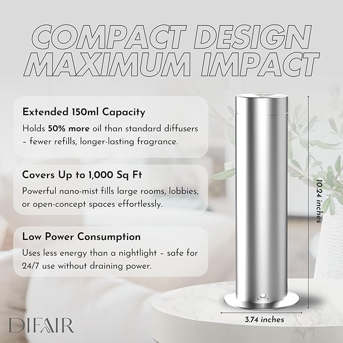 Waterless Diffuser Essential Oil Diffuser for Home, Leak Proof Nano Atomizing Oil Diffuser, Bluetooth Remote Controlled Silent Diffusers for Bedroom Spa Hotel Collection Style Scents
