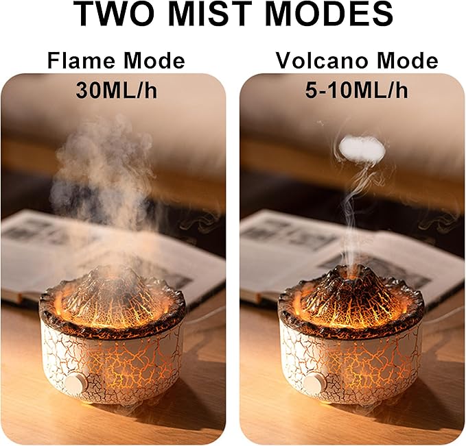 YALEDI Aromatherapy Essential Oil Diffuser, 560ml Ultrasonic Cool Mist Diffuser/Humidifier with Flame & Volcano 2 Mist Mode, for Bedroom,Office,Home, Auto Shut-Off, Remote Control, Gift (Blcak)