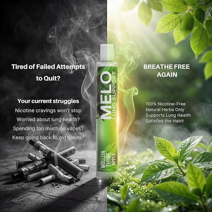 Nicotine Free Vapors Pens - Lung Detox & Cleanser Support with 600 Uses, Natural Apple, Thyme & Mullein Herbal Pen, Quit Smoking Inhaler Stick - All Natural, Healthy Inhaler