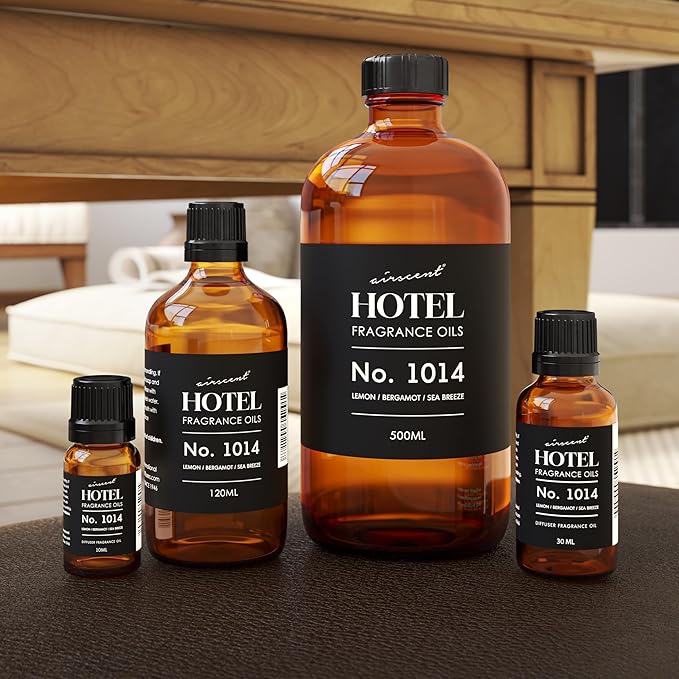 AirScent Hotel Diffuser Oil No. 1014 - The Iconic 5-Star Hotel Coastal Blend - Lemon Bergamot Sea Breeze - 120 mL Hotel Diffuser Oil for Ultrasonic and Waterless Diffusers and Crafting