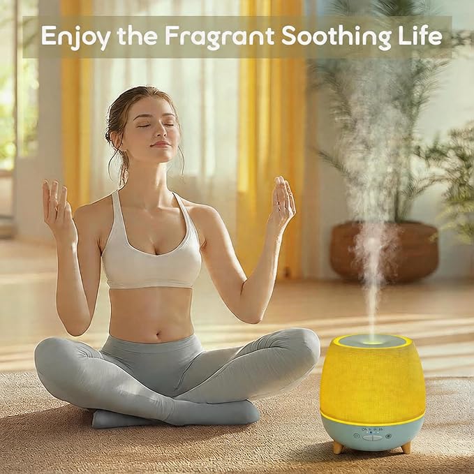 Fabric Cover Essential Oil Diffuser,Small humidifier for Office Desk &300ml Aromatherapy Diffuser for Bedroom with Bedside Night Light humidifier,Quiet Diffuser with Night lamp,Diffuser for Hotel spa