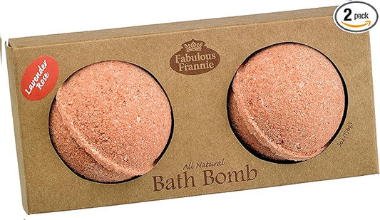 Fabulous Frannie Lavender Rose Natural, Handmade Bath Bomb Set, Pure Essential Oil, Coconut Oil, Witch Hazel, Ultra Plush Spa Fizzies to Moisturize Skin, 2.5oz (Pack of 2)