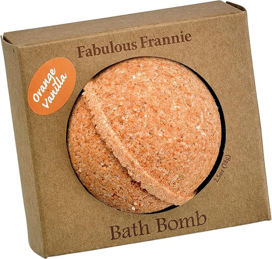 Fabulous Frannie Orange Vanilla Natural, Handmade Bath Bomb Set, Rich in Essential Oil, Mineral Salt, Coconut Oil, Witch Hazel, Fizzies to Moisturize Skin 2.5oz (Pack of 1)