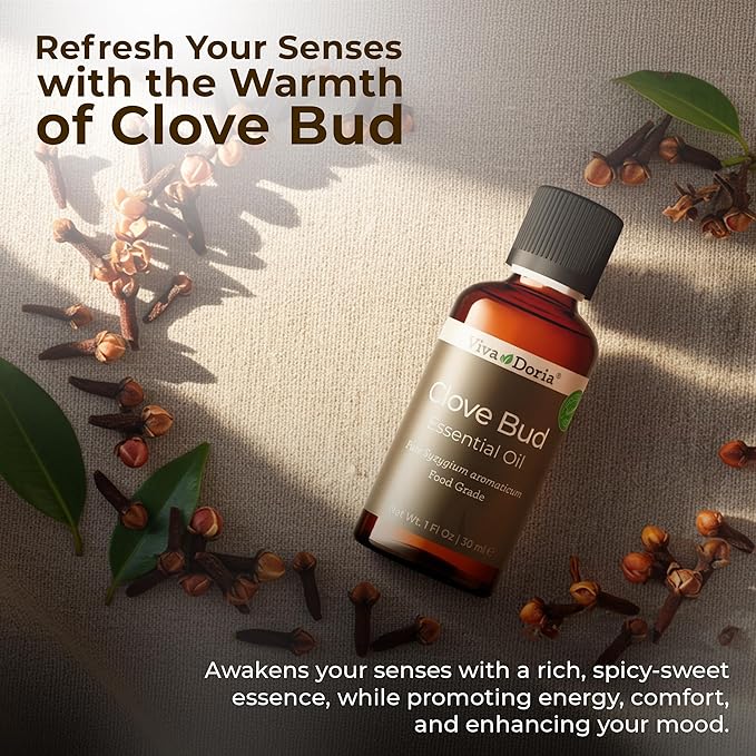 Viva Doria 100% Pure Clove Bud Essential Oil, Undiluted, Food Grade, 30 mL (1 Fluid Ounce)