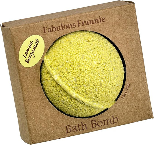 Fabulous Frannie Lemon Bergamot Natural, Handmade Bath Bomb Set, Rich in Essential Oil, Mineral Salt, Coconut Oil, Witch Hazel, Fizzies to Moisturize Skin 2.5oz (Pack of 1)