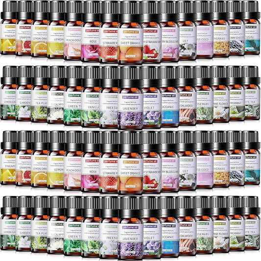 Nuanchu 52 Pcs Essential Oils Set 10ml Fragrance Oil Aromatherapy Kit for Diffuser Humidifier Aromatherapy-Oils for Candle Making