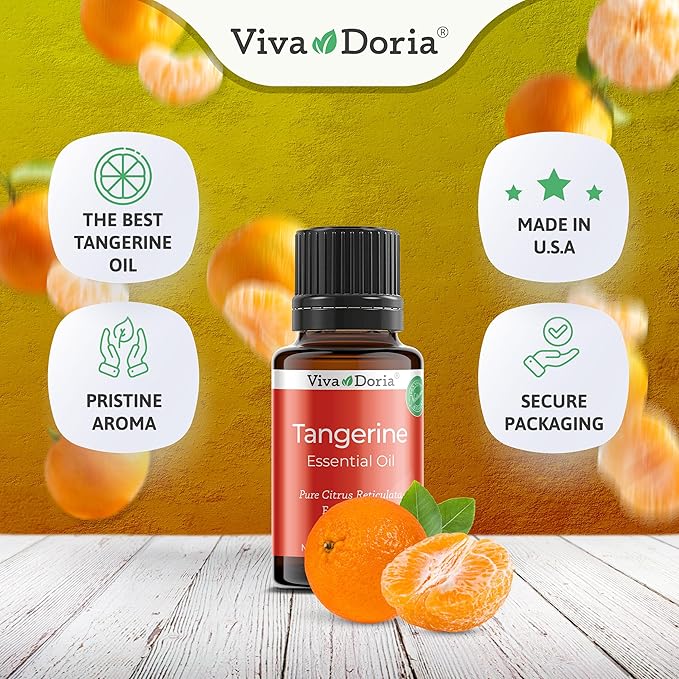 Viva Doria Tangerine Essential Oil, 100% Pure, Natural Essential Oil, Undiluted, for Aromatherapy | Food Grade, 15 mL (0.5 Fluid Ounce)
