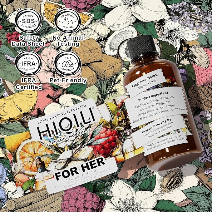 HIQILI for Her Fragrance Oil for Candle Making, Bath Bombs, Soap Making Supplies, Add to Body Lotion, Women Scented Oil - 1 Fl Oz