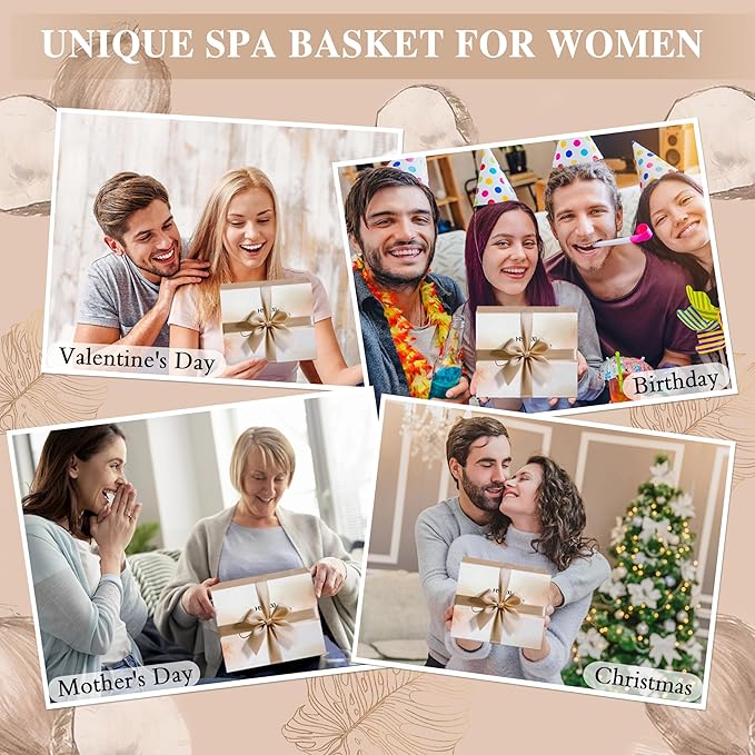 Gifts for Women Bath and Body Gift Basket Set for Women, 12 Piece Set of Coconut Home Spa Set for Self Care, Mothers Day Relaxing Bath Sets Birthday Christmas Gifts for Mom Sister Her Wife