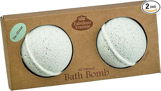 Fabulous Frannie De-Stress Natural, Handmade Bath Bomb Set, Rich in Essential Oil, Mineral Salt, Coconut Oil, Witch Hazel, Fizzies to Moisturize Skin 2.5 Ounce (Pack of 2)