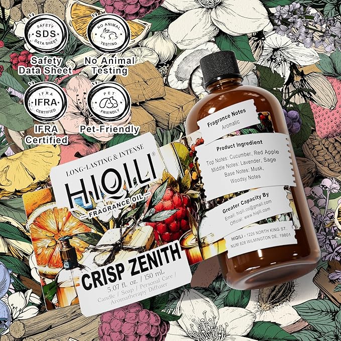 HIQILI Crisp Zenith Fragrance Oil for Diffuser, Inspired by P.RAL.Lau-ren Rd.Wht & Blu, Candle & Soap Making, Refreshing Scent for Air Freshener, Long-Lasting Aroma-5.07 Fl Oz