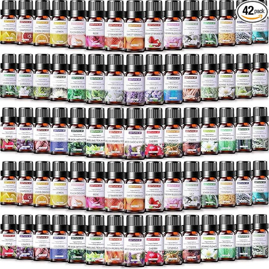 42 Pcs Essential Oil Set for Diffuser 10ml Each Fragrance Oil for Candle Making, Soap Making, Aromatherapy, Humidifiers (Classic)