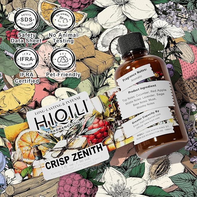 HIQILI Crisp Zenith Fragrance Oil for Diffuser, Inspired by P.RAL.Lau-ren Rd.Wht & Blu, Candle & Soap Making, Refreshing Scent for Air Freshener, Long-Lasting Aroma- 1fl oz