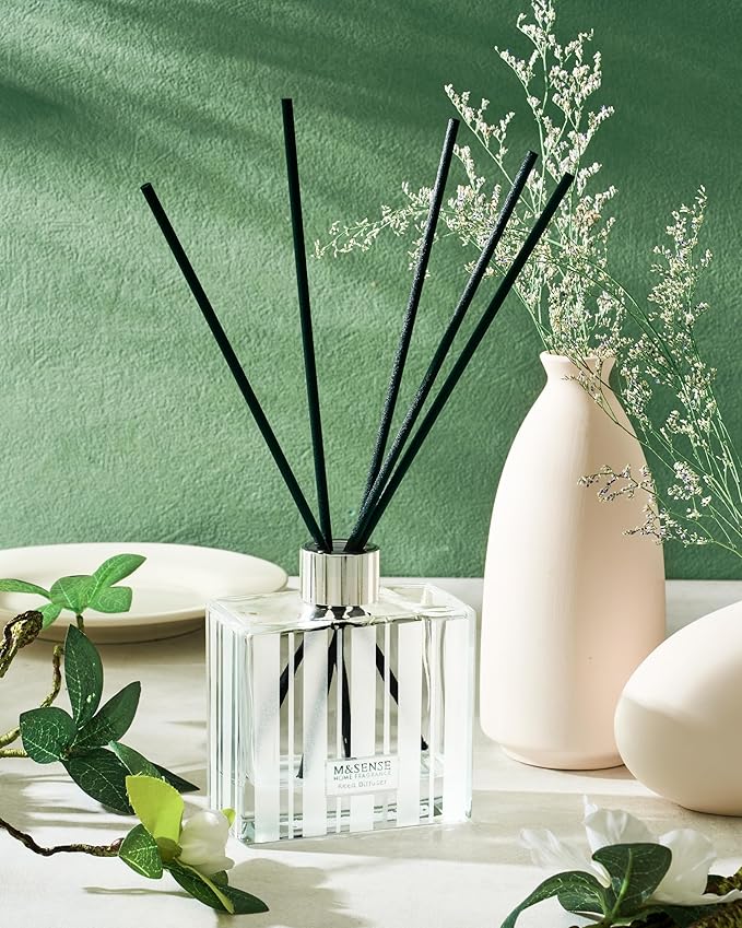 M&SENSE Eucalyptus & Spearmint Reed Diffuser Set - 7.04 fl oz with Sticks, Rich Fragrance & Refreshing Non-Toxic Scent for Home Bathroom Office Study Other Workspaces Needing Focus, Gifts for Women