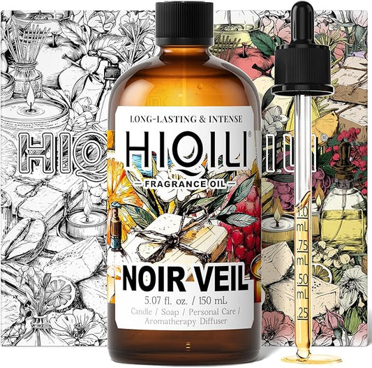 HIQILI Noir Veil Fragrance Oil, Strong Concentrated for Candle Making, Scented Diffuser, Perfume & Room Spray - 5.07 Fl Oz