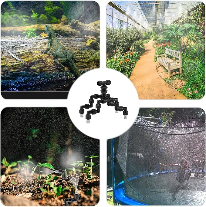 CozyCabin 4-Heads Reptile Mister Nozzles, 1/4'' Reptile Spray Nozzle 360 Degree Adjustable Detachable Nozzle - Fine Mist Fogger for Terrarium, Aquarium Rainforest