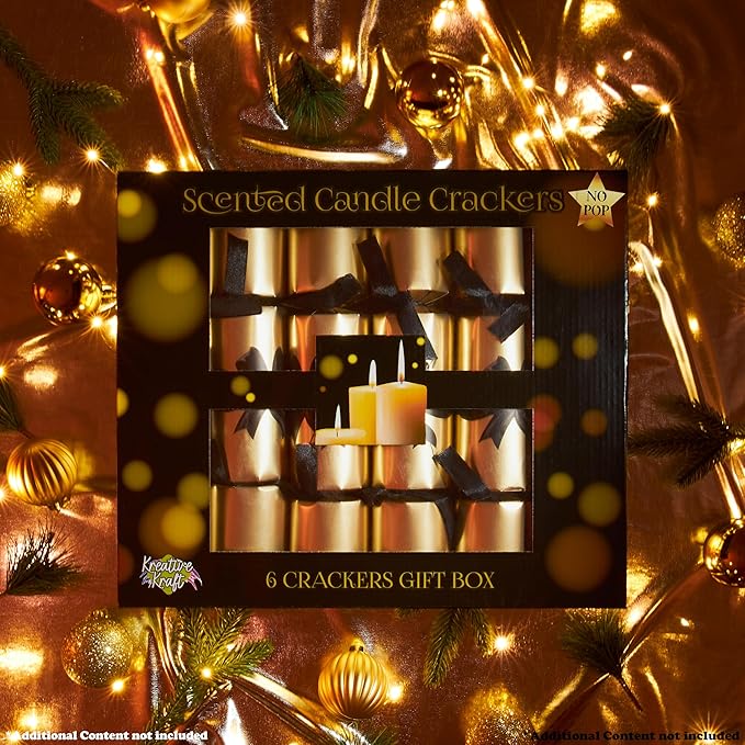 KreativeKraft Luxury Jar Candles Christmas Crackers for Adults, No-Snap, Scented Festive Candles Christmas Decorations Table Party Favors Holiday Gift (Multi)