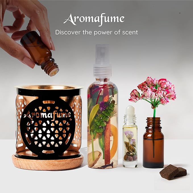 Aromafume Exotic Essential Oil Burner | Oil Diffuser with Candle | Brass Burner with 10ml Essential Oil